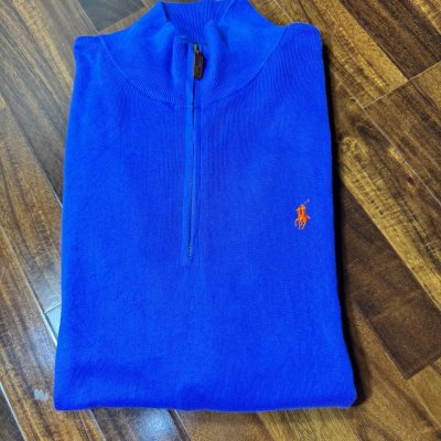 Polo Ralph Lauren Cobalt Blue Pima Cotton Quarter Zip 🧡