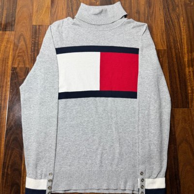 Tommy Hilfiger Big LOgo Grey Turtleneck Sweater
