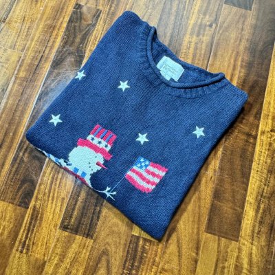 Christopher & Banks USA Patriotic Snowman Knit Sweater