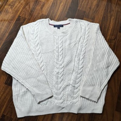 Tommy Hilfiger Cream Chunky Cable Knit Sweater