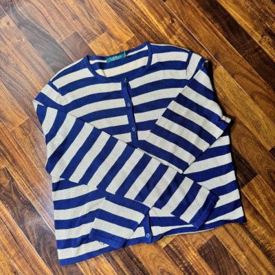 Lauren Ralph Lauren Navy + Cream Striped Knit Sweater