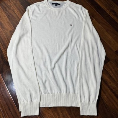 Tommy Hilfiger Cream Crew Neck Knit Sweater