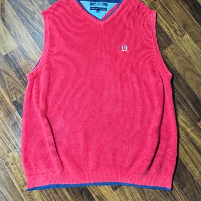 Tommy Hilfiger Red V-Neck Sweater Vest