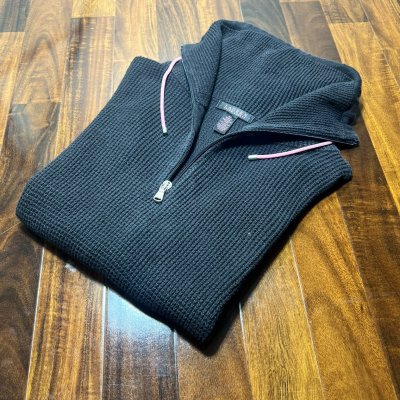Lauren Ralph Lauren Black Waffle Hoodie 1/4 Zip Size M
