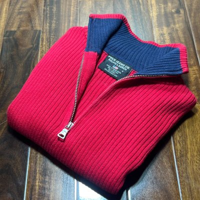 Polo Jeans Co. Ralph Lauren Red 1/4 Zip Ribbed Knit Size S