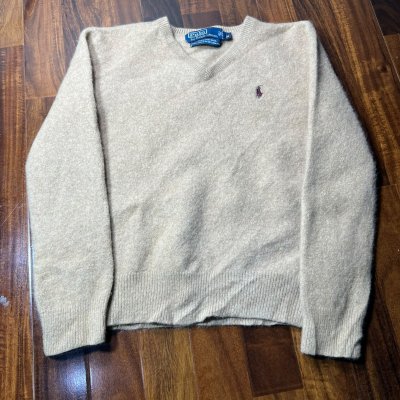 P R L Lambswool Oatmeal Knit Sweater