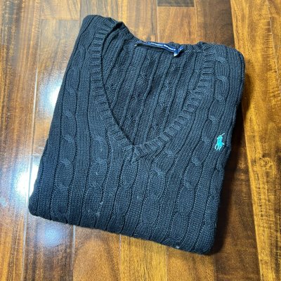 Polo Ralph Lauren Black Cable Knit Size L