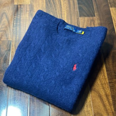 Polo by Ralph Lauren Navy Cable Knit Crew Sweater