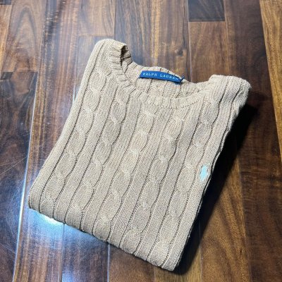 Ralph Lauren Camel Cable Knit Crew Sweater