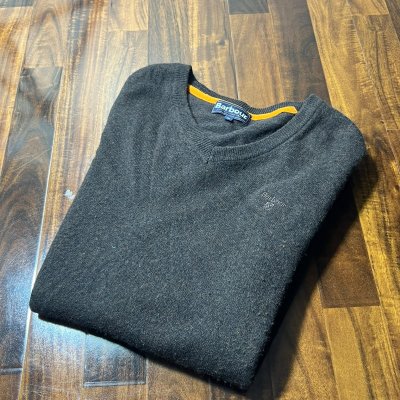 Barbour Charcoal  Trim V-Neck Knit Sweater