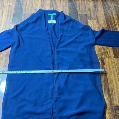 Lauren Ralph Lauren Navy Open Front Chiffon Cardigan