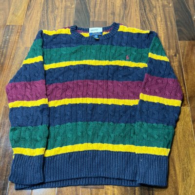 Polo Ralph Lauren Multicolor Cable Knit Crew Neck Sweater