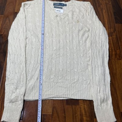 Polo by Ralph Lauren Cream V-Neck Cable Knit Sweater
