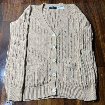 Polo Ralph Lauren Camel V-Neck Cable Knit Cardigan
