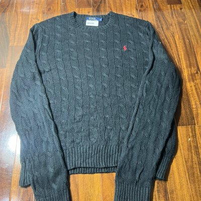 Polo Ralph Lauren Black Cable Knit Crewneck Sweater