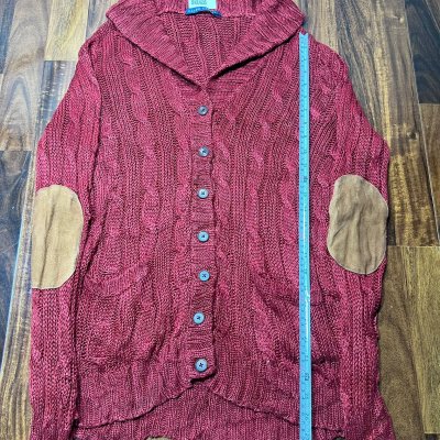 Polo Ralph Lauren Burgundy Cable Knit Shawl Collar Cardigan
