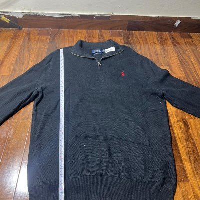Polo Ralph Lauren Black 1/4 Zip Pique Sweater