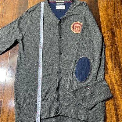 Vintage Tommy Hilfiger Athletics Patch V-Neck Cardigan Size S Grey