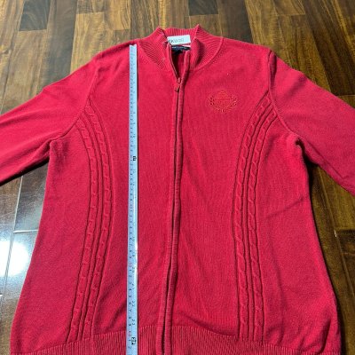Tommy Hilfiger Red Crest Cable Zip Cardigan | Length 26.5" | SKU 1257