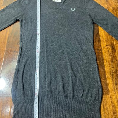 Fred Perry Black Laurel V-Neck Knit Dress | Length 28.5" | SKU 973