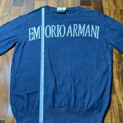 Emporio Armani Navy Big Logo Knit Sweater | Designer