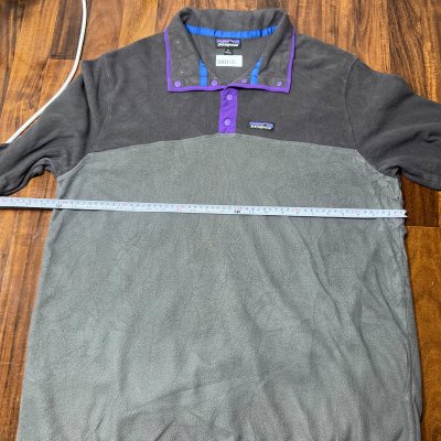 Patagonia Grey Black Purple Lightweight Synchilla Fleece Pullover | 80cm Length | Size XL