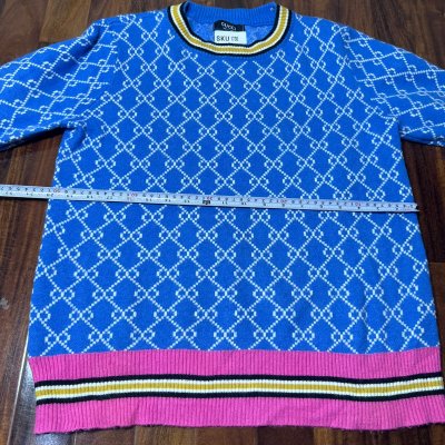 Gucci Blue GG Diamond Jacquard Crew Knit Sweater | 58cm P2P | Size XL