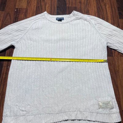 Vintage Polo Jeans Co. Ralph Lauren Ribbed Crew Neck Sweater | Size L | 53cm P2P | Off-white