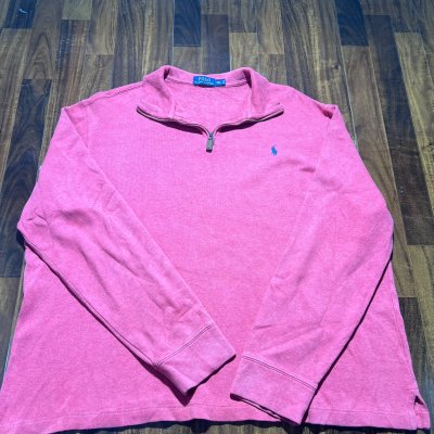 Polo Ralph Lauren Coral 1/4 Zip Pique Sweater | Size XXL | 58" Chest | Blue Pony