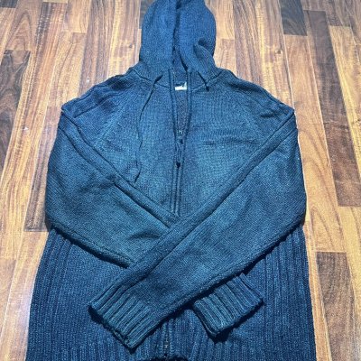 Stone Island Black Knit Full Zip Hooded Cardigan | Size M | 46" Chest | 28.5" Length