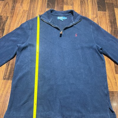 Polo Ralph Lauren Navy 1/4 Zip Knit Sweater | Size M | 44" Chest | Red Pony
