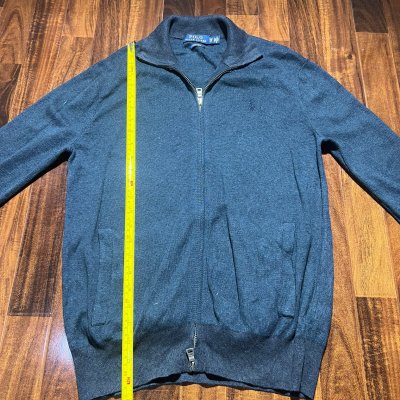 Polo Ralph Lauren Navy Full Zip Knit Cardigan | 44" Chest | Tonal Pony | 2 Pockets