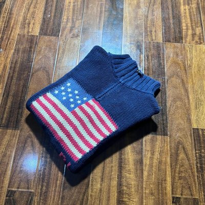 Polo Ralph Lauren Navy Back USA Flag Turtleneck Knit | RL