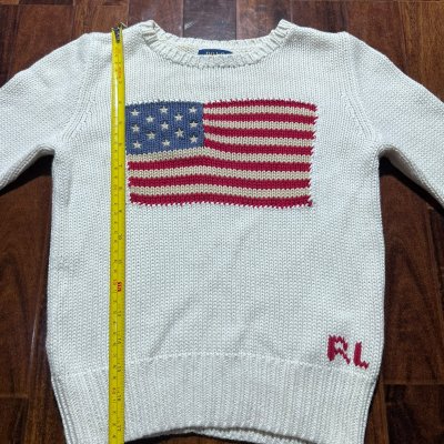 Polo Ralph Lauren Cream USA Flag Intarsia Turtleneck Sweater | Americana
