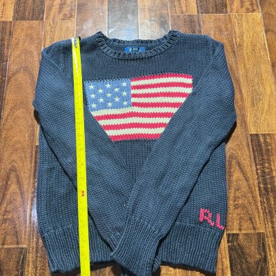 Polo Ralph Lauren Navy USA Flag Intarsia Crew Neck Sweater | Americana