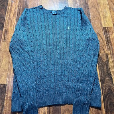 Polo Ralph Lauren small Pony Cable Knit Crew Neck Sweater | Teal | Size S | 50cm P2P | 60cm Length