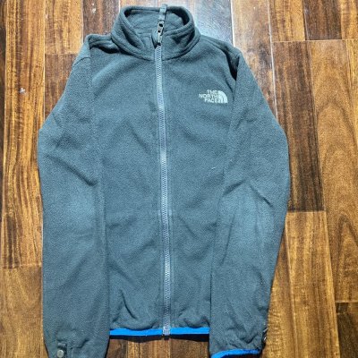 The North Face Kids Fleece Jacket L | 15" P2P | Charcoal Grey + Blue Trim