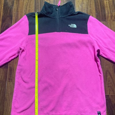 The North Face TKA 100 Fleece 1/4 Zip Womens M | 20" P2P | Hot Pink + Black