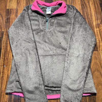 The North Face Osito Fleece 1/4 Zip M | 26" Long | Olive + Hot Pink