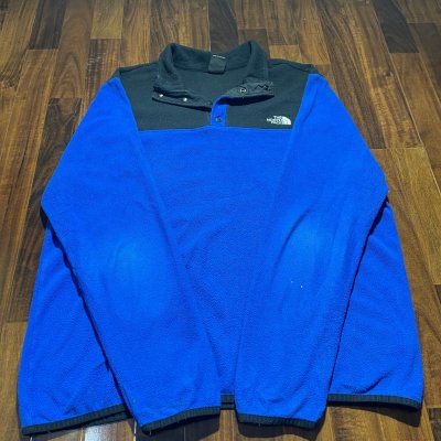 The North Face TKA 100 Snap Fleece XL | 28" Long | Royal Blue Black | Vintage TNF