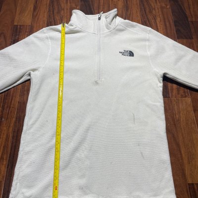 The North Face Texture Cap 1/4 Zip Fleece M | 21" P2P | Off White | Mens TNF