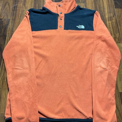 The North Face TKA 100 Snap Pullover XL | 27" Long | Burnt Orange Black | Mens TNF