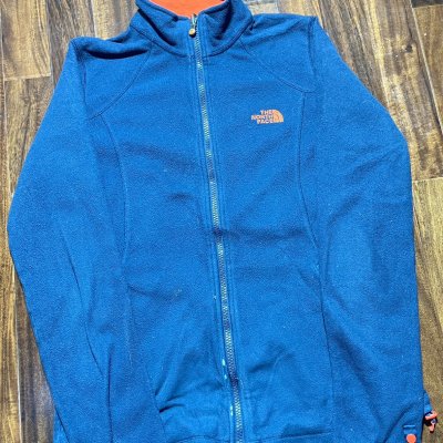 The North Face TKA 100 Full Zip Fleece M | 22" Long | Navy Orange | Womens TNF