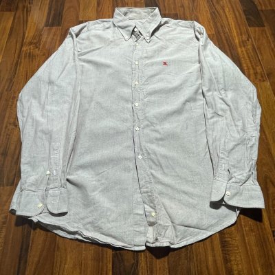 Burberry London Shirt | Light Grey Oxford Red EKD Logo | Size L | 58cm P2P | 81cm Length |