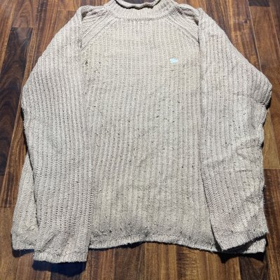 Polo Ralph Lauren Sweater | Beige Shetland Mock Neck Light Blue Pony Logo | Size L | 57cm P2P | 70cm Length | 2616