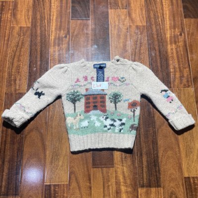 Ralph Lauren Cardigan 9M | Beige Oatmeal | Art Knit House Farm | Wool Angora Cashmere | 2708