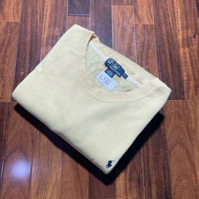 Polo Ralph Lauren Sweatshirt XL | Cream Pale Yellow | Crewneck | Small Navy Pony | 2732 | 30"