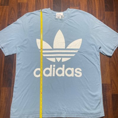 Adidas Originals T-Shirt L/XL | Light Blue Sky Blue | Big Trefoil Logo | Oversized Tee |