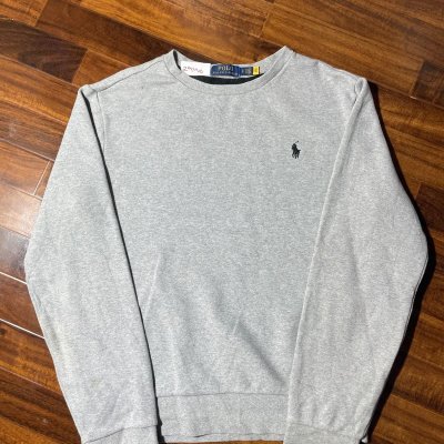 Polo Ralph Lauren Sweater S Grey Crewneck Sweatshirt Black Pony Logo 51cm P2P