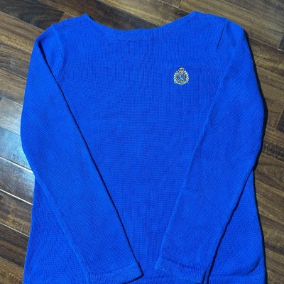 Lauren Ralph Lauren Sweater L | Royal Blue 2000s Crest Knit Sweater LRL Logo | L - 2961